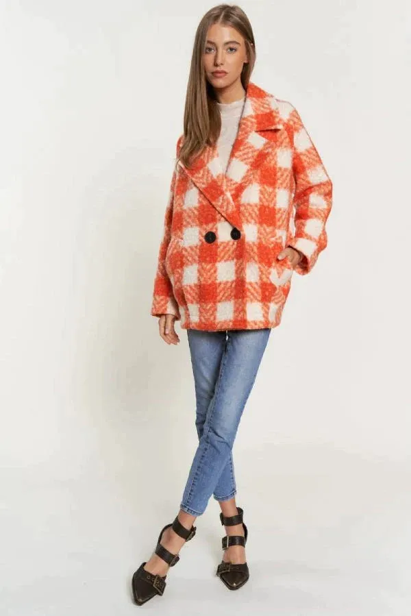 The Buffalo Check Boucle Jacket - Orange - PLUS