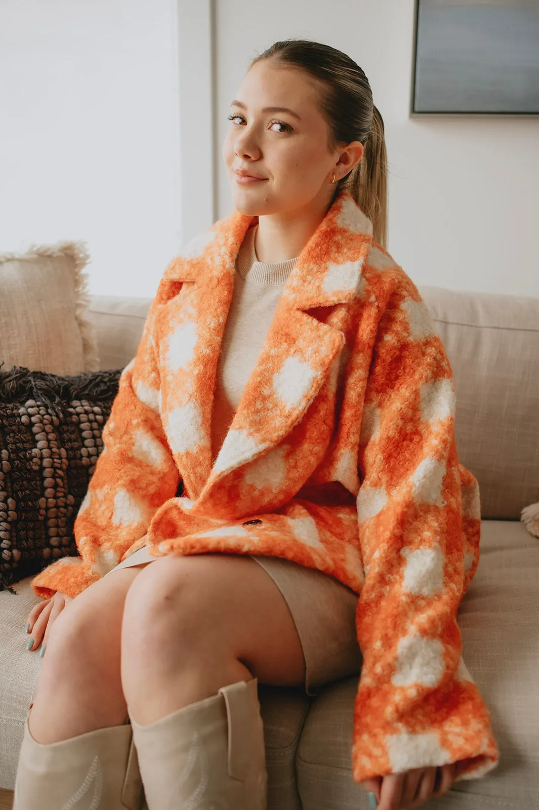 The Buffalo Check Boucle Jacket - Orange - PLUS