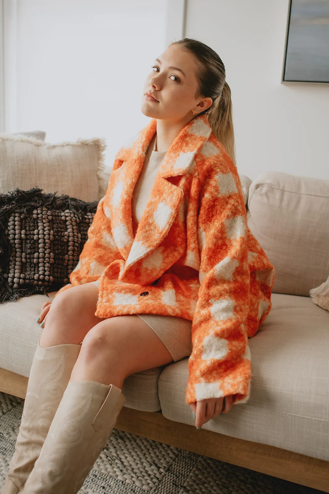 The Buffalo Check Boucle Jacket - Orange - PLUS