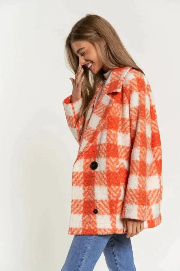 The Buffalo Check Boucle Jacket - Orange - PLUS