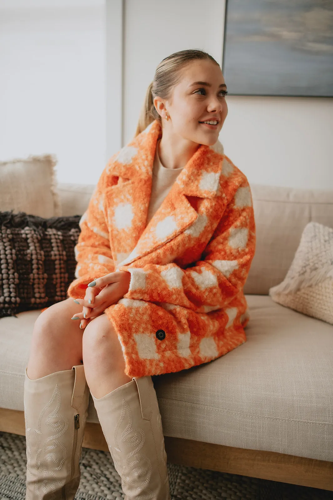 The Buffalo Check Boucle Jacket - Orange - PLUS