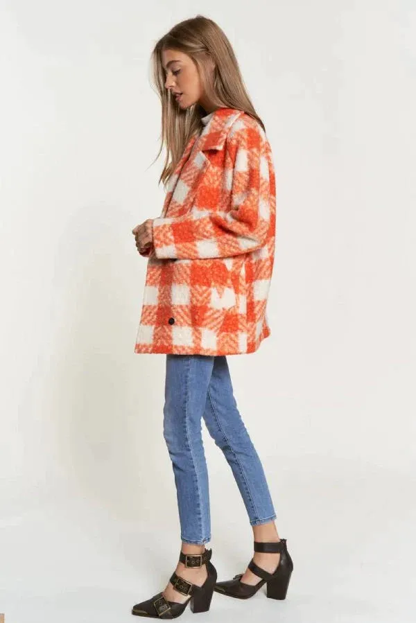 The Buffalo Check Boucle Jacket - Orange - PLUS