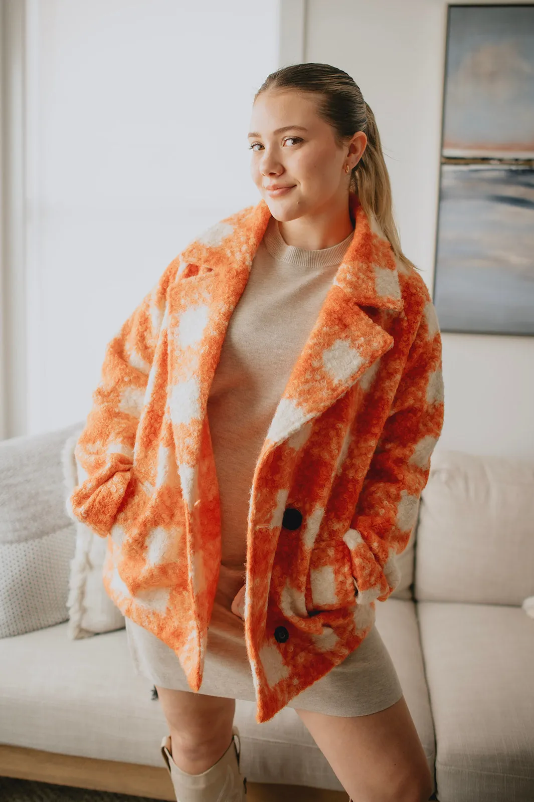 The Buffalo Check Boucle Jacket - Orange - PLUS