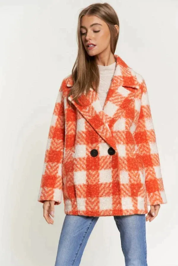 The Buffalo Check Boucle Jacket - Orange - PLUS