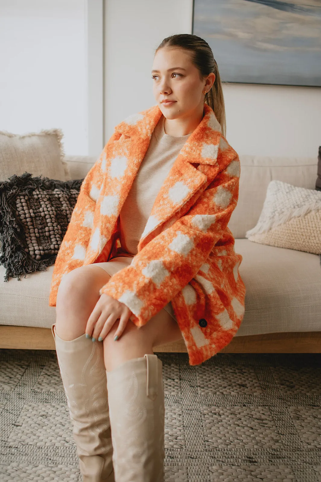 The Buffalo Check Boucle Jacket - Orange - PLUS