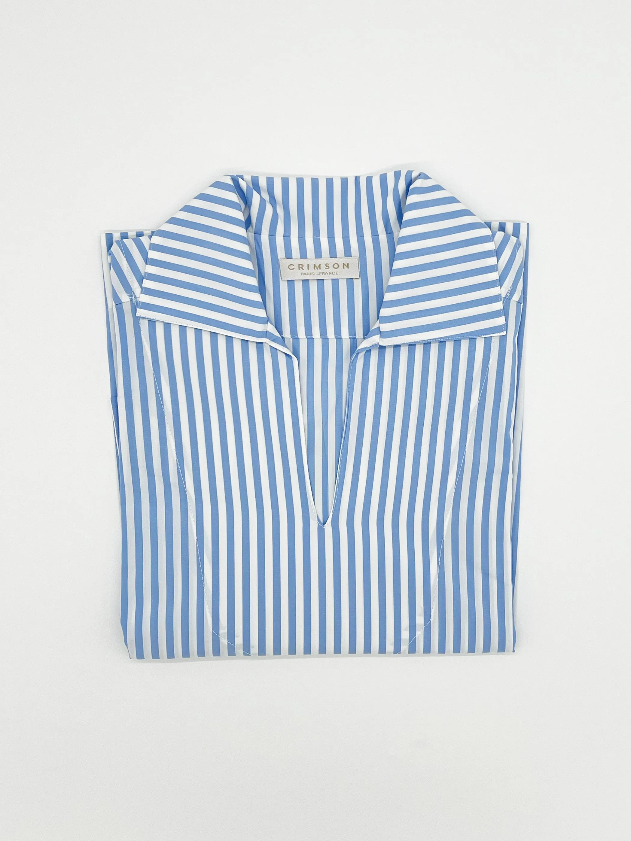 THE COTTON CAPRI SHIRT | CIELO STRIPES