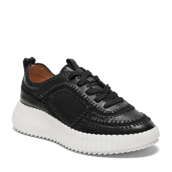 The Crochet Seam Lace Sneaker in Black