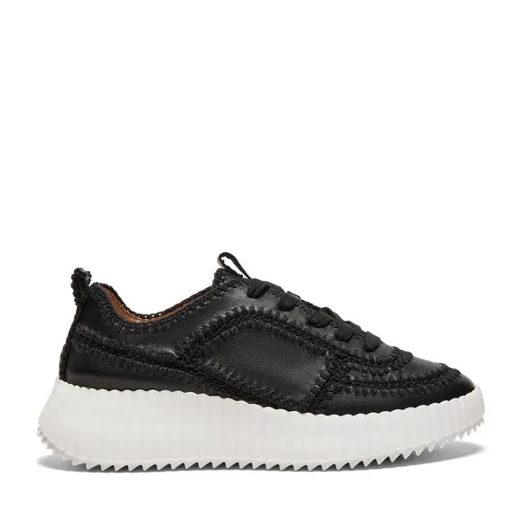 The Crochet Seam Lace Sneaker in Black