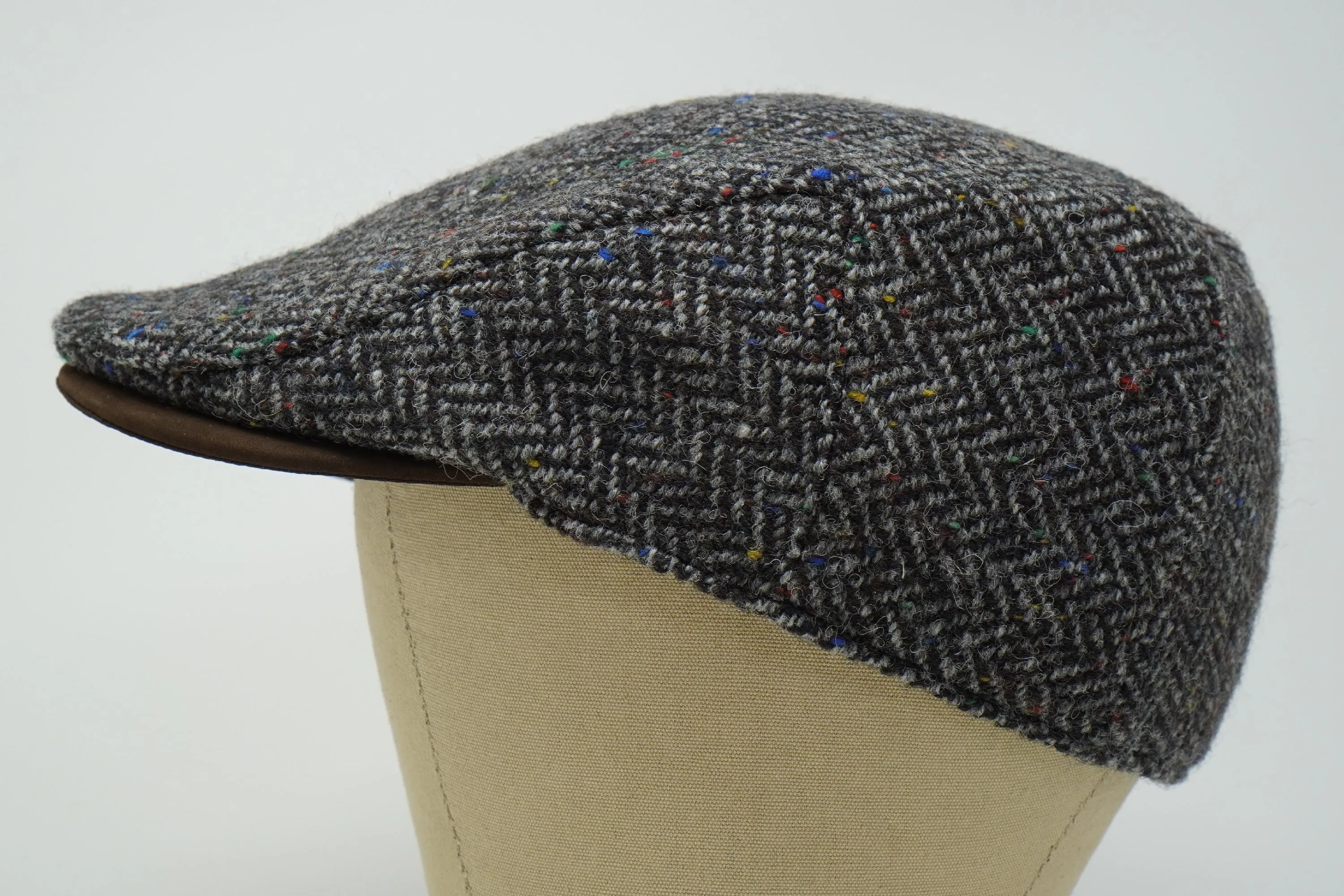 The Sloan - Irish Tweed with Leather Peak Cap