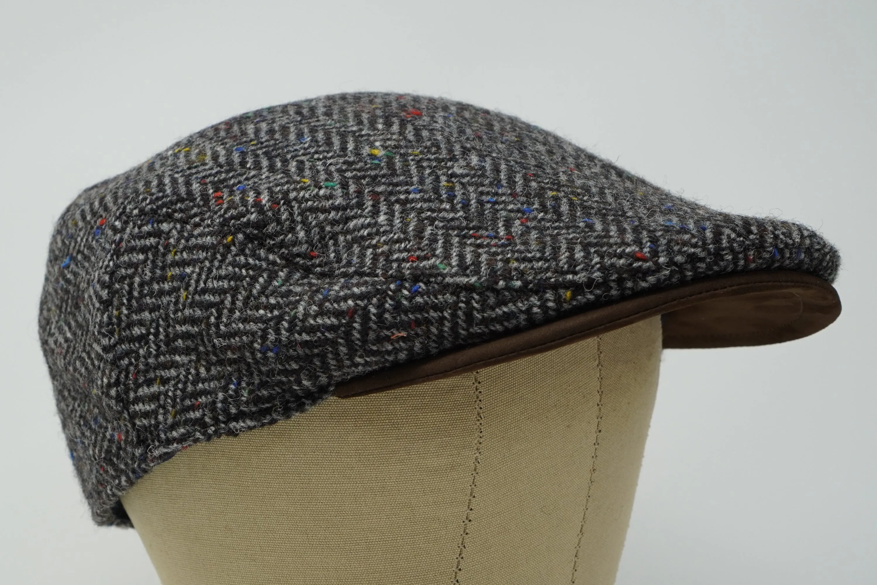 The Sloan - Irish Tweed with Leather Peak Cap