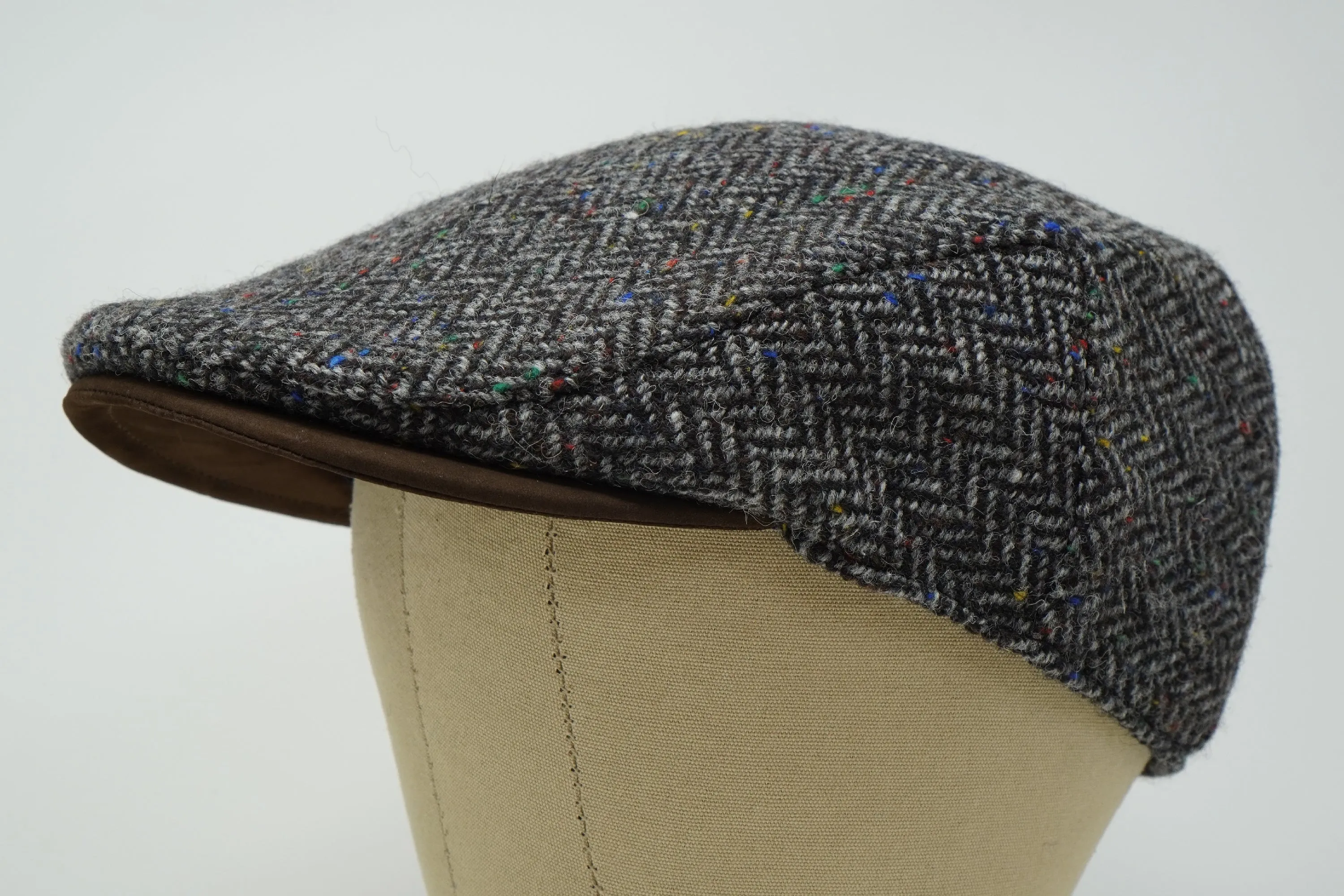 The Sloan - Irish Tweed with Leather Peak Cap