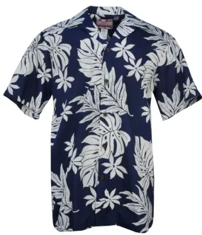 Tiare Monstera Mens Shirt in Navy