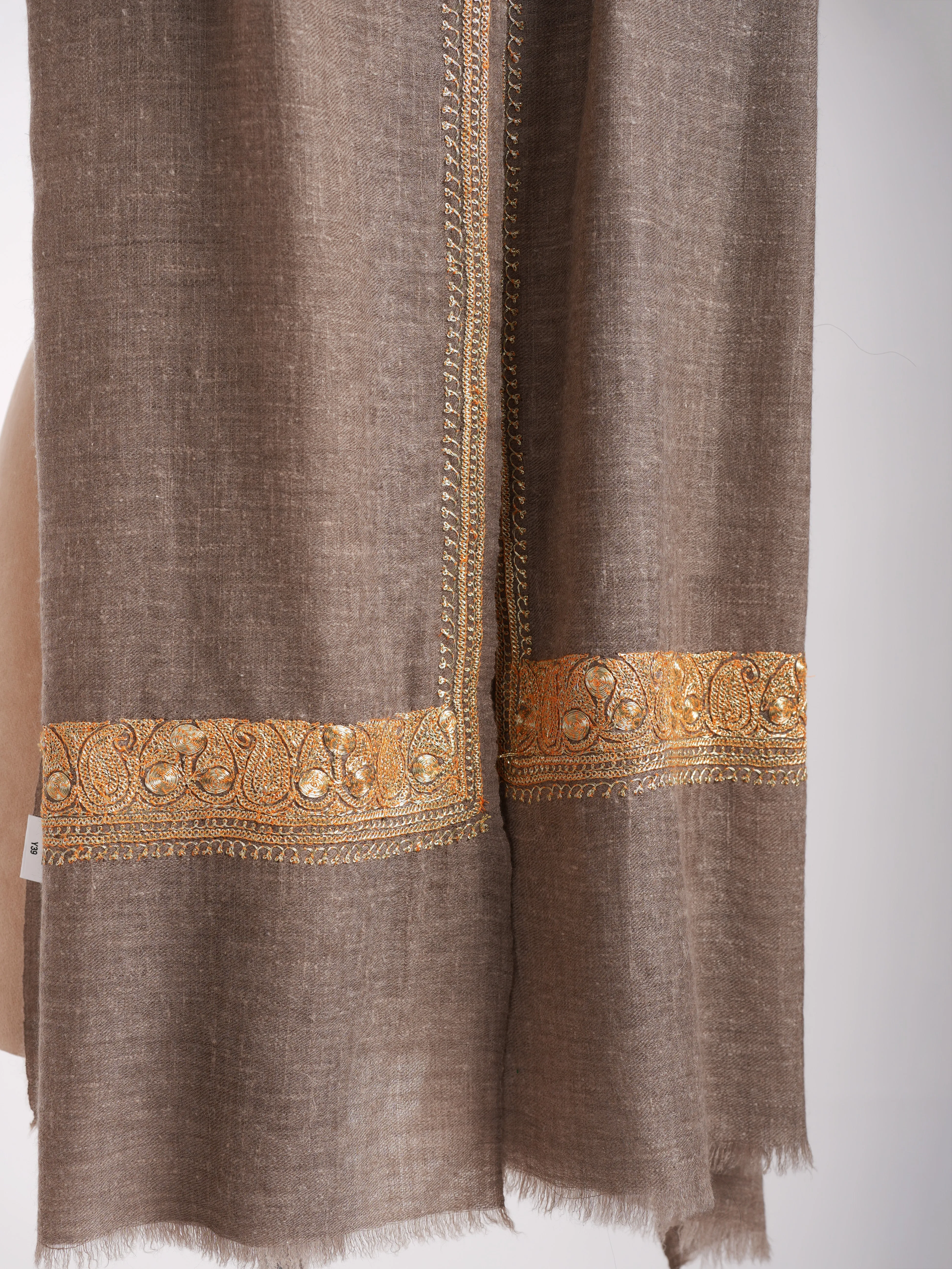 Toosh Color Indian Cashmere with Golden Tilla Embroidery