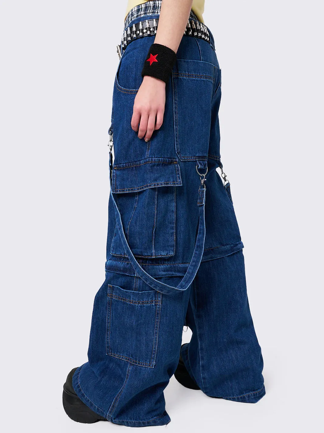 TREK WIDE LEG CARGO PANTS - BLUE