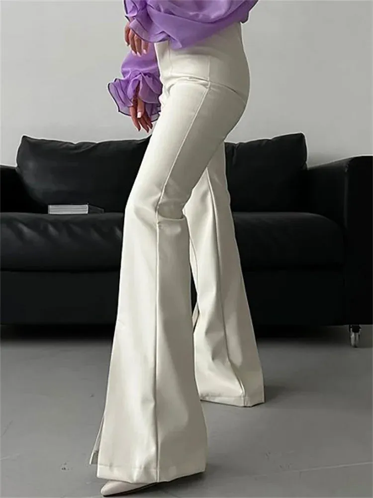 Trendy High Waist Slit Bottom Casual Pants