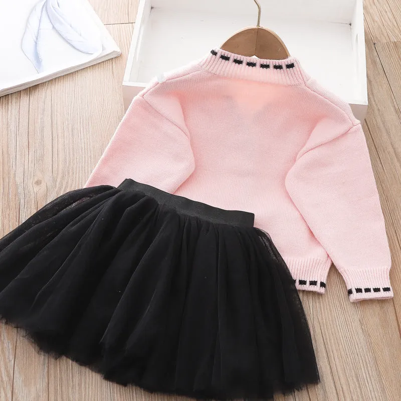 Two-piece Sweater Dress  Children's Knitted Cardigan Dress