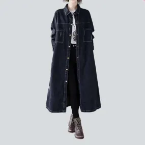 Unrubbed oversized women's denim coat