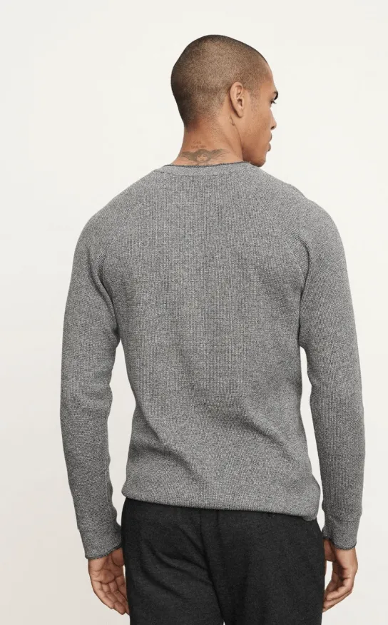 Vince Mouline Thermal Crew Neck Shirt in Off White/Black