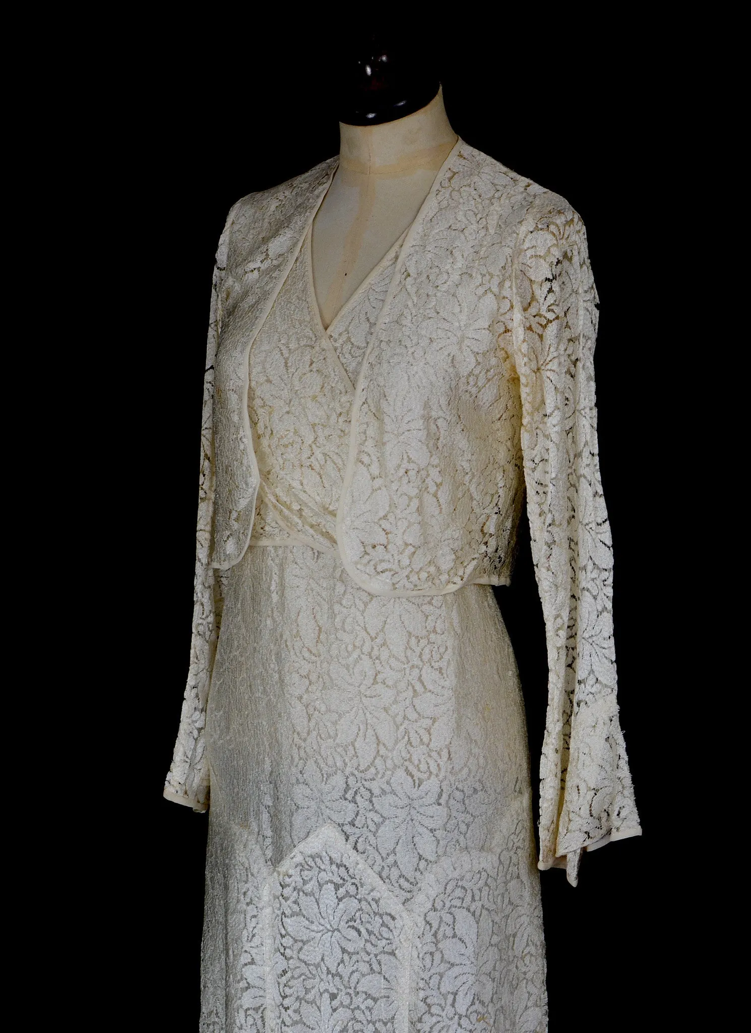 Vintage 1930s Lace Wedding Dress and Jacket