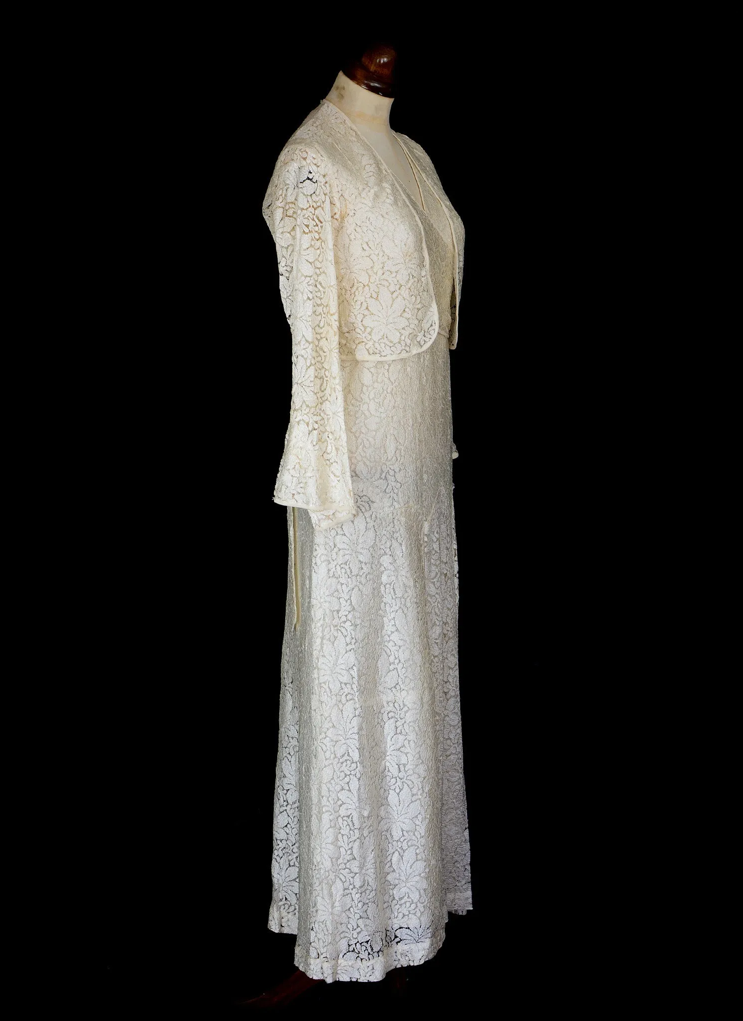 Vintage 1930s Lace Wedding Dress and Jacket