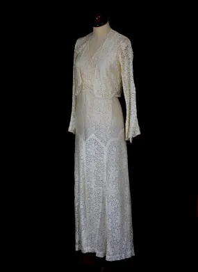 Vintage 1930s Lace Wedding Dress and Jacket