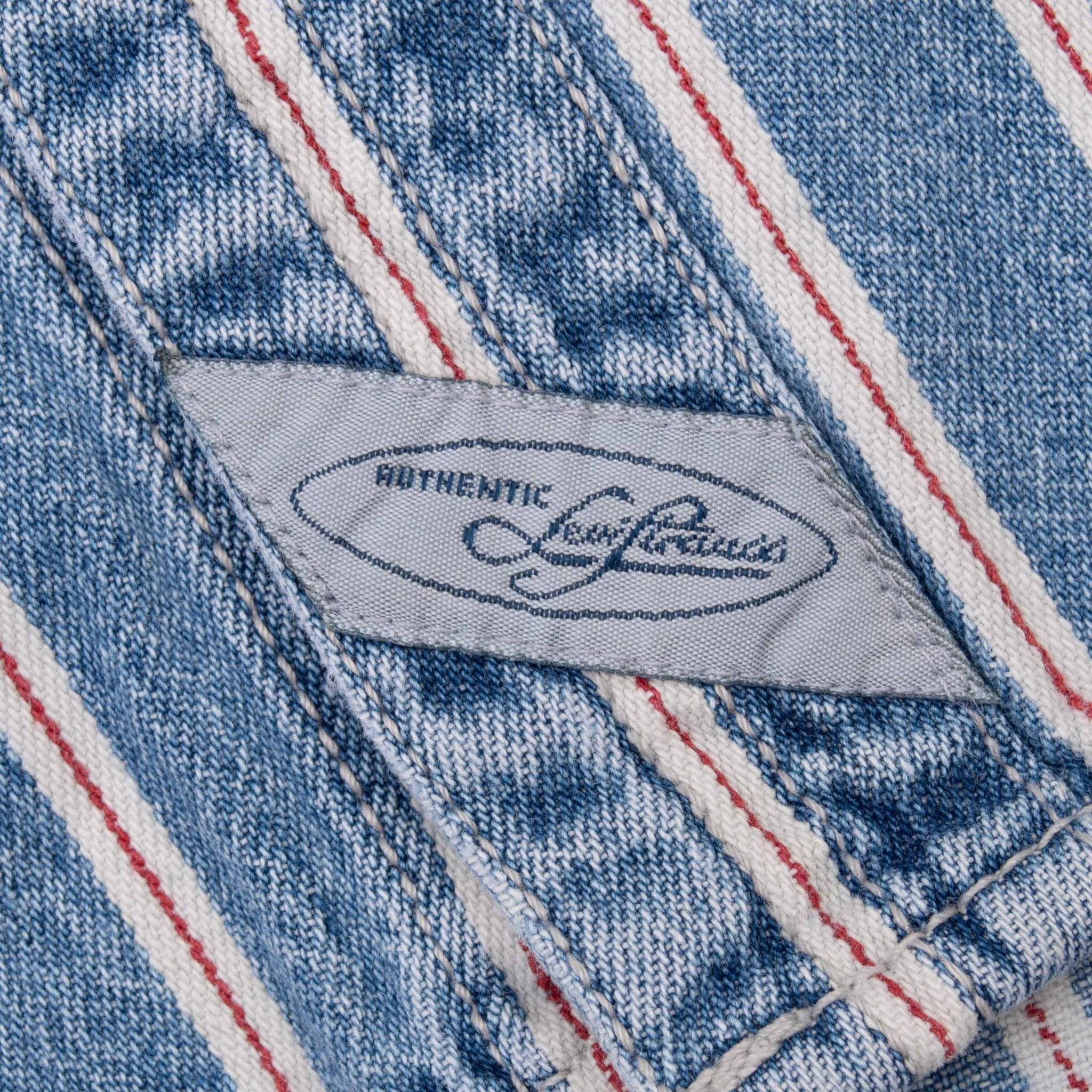 VINTAGE LEVIS RED LINE STRIPES BLUE POCKET DENIM SHIRT 1990S SIZE LARGE