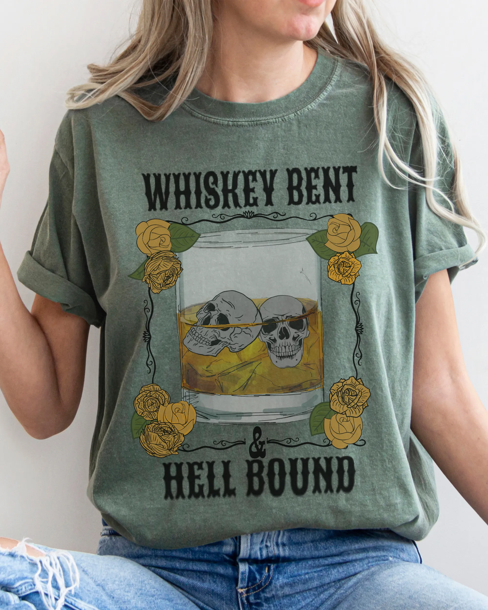 Whiskey Bent and Hell Bound Comfort Colors® Shirt, Women's Desert T-Shirt, Garment Dyed, Retro Inspired T-Shirt, Boho T-Shirt