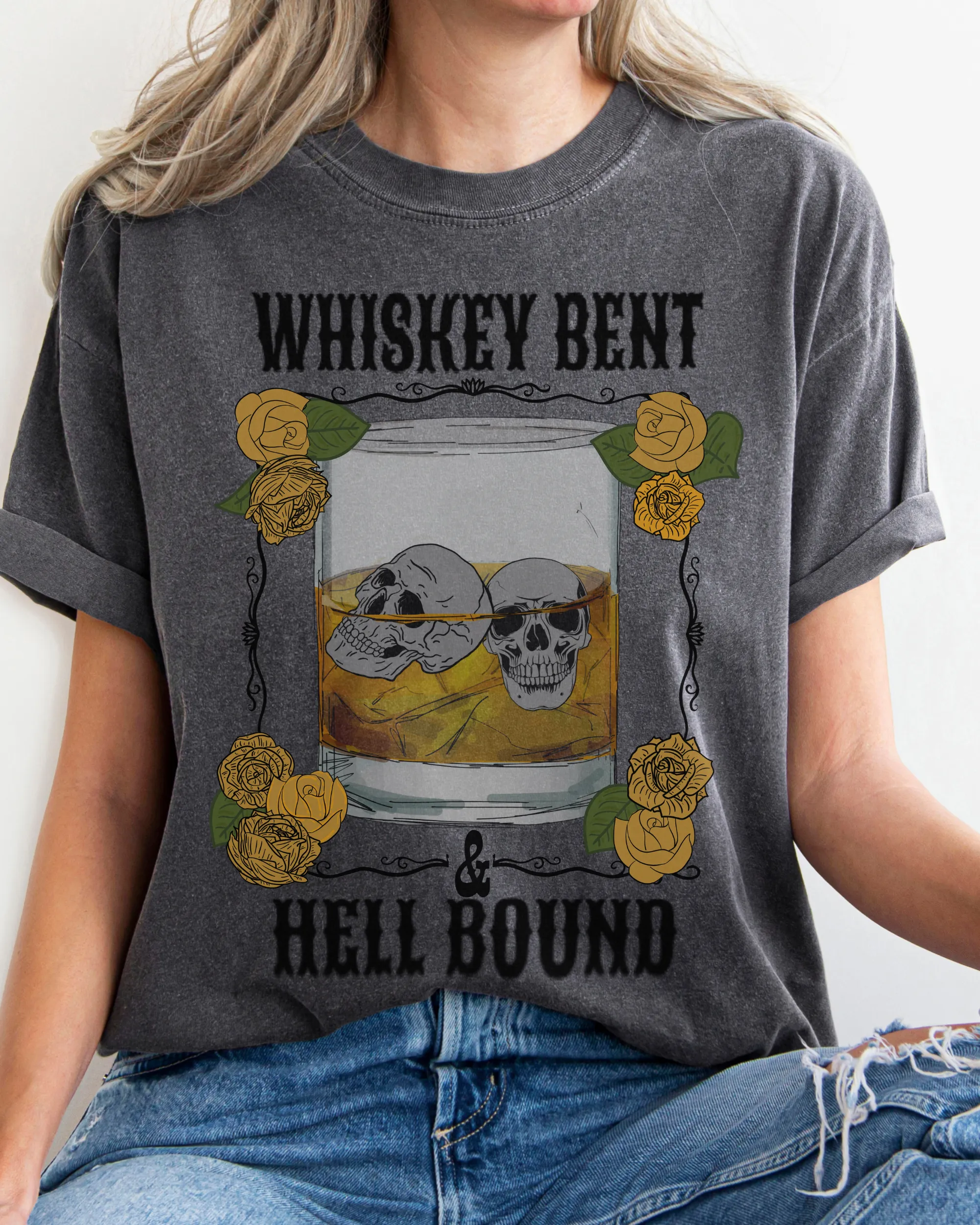 Whiskey Bent and Hell Bound Comfort Colors® Shirt, Women's Desert T-Shirt, Garment Dyed, Retro Inspired T-Shirt, Boho T-Shirt