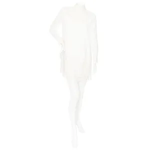 White Cotton Broderie Anglaise High Neck Shift Dress