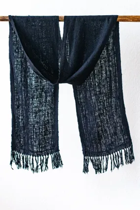 Wild Silk Skinny Scarf, Black Mud