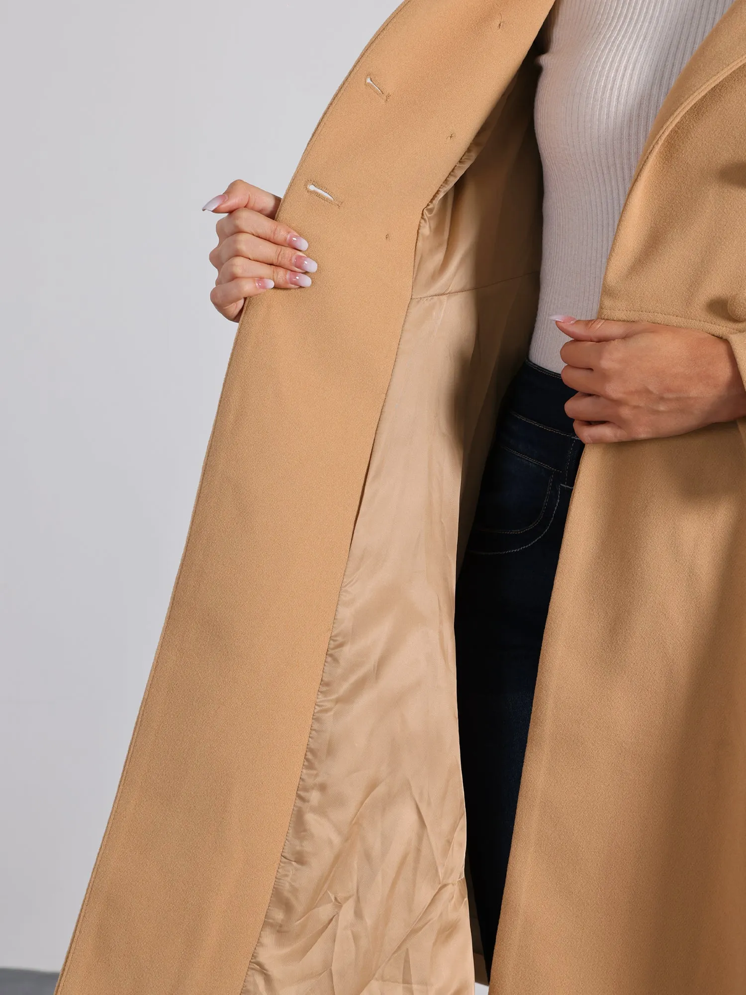 Winter Overcoat Collared A Line Double Breasted Long Coat