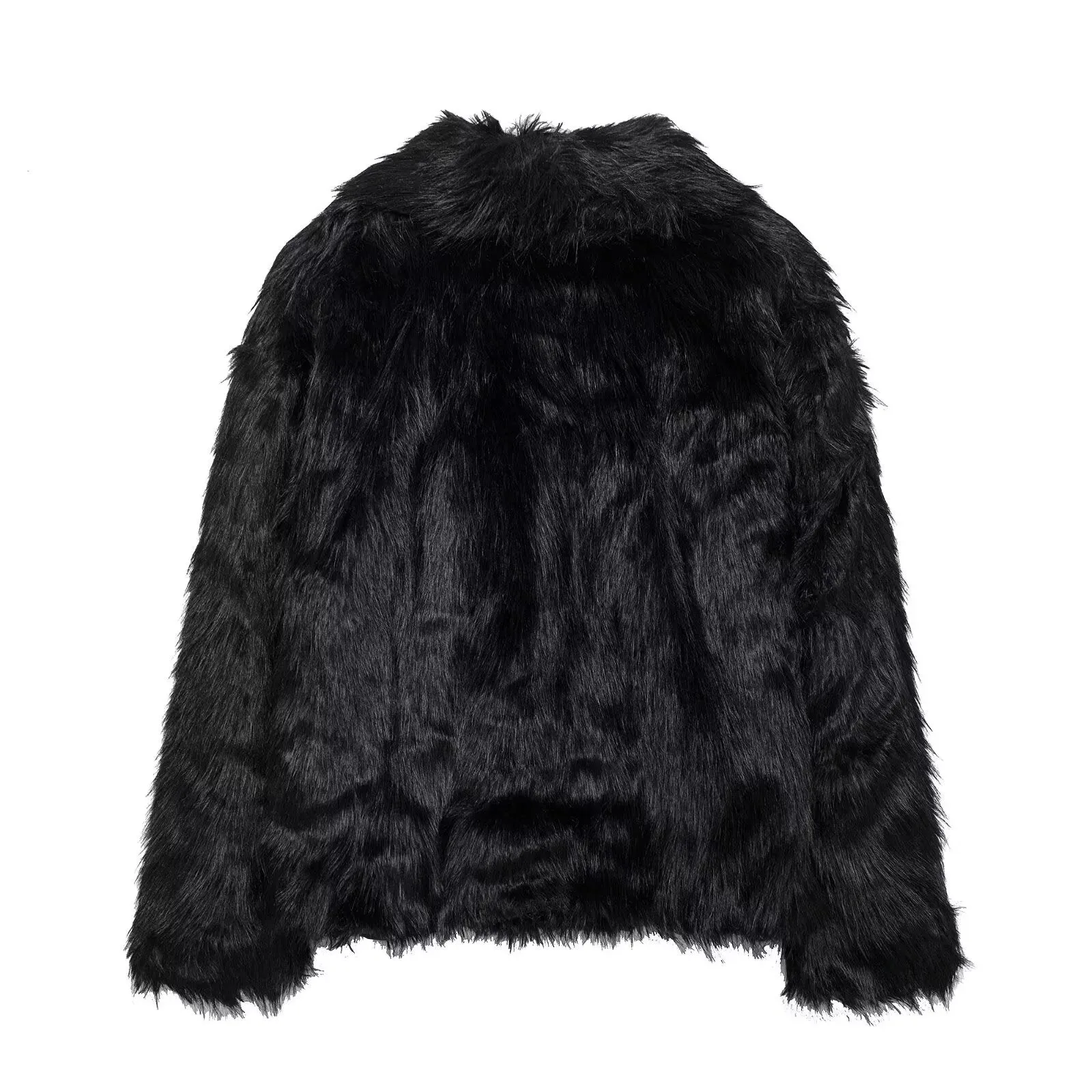 Women Collared Artificial Fur Short Coat Coat