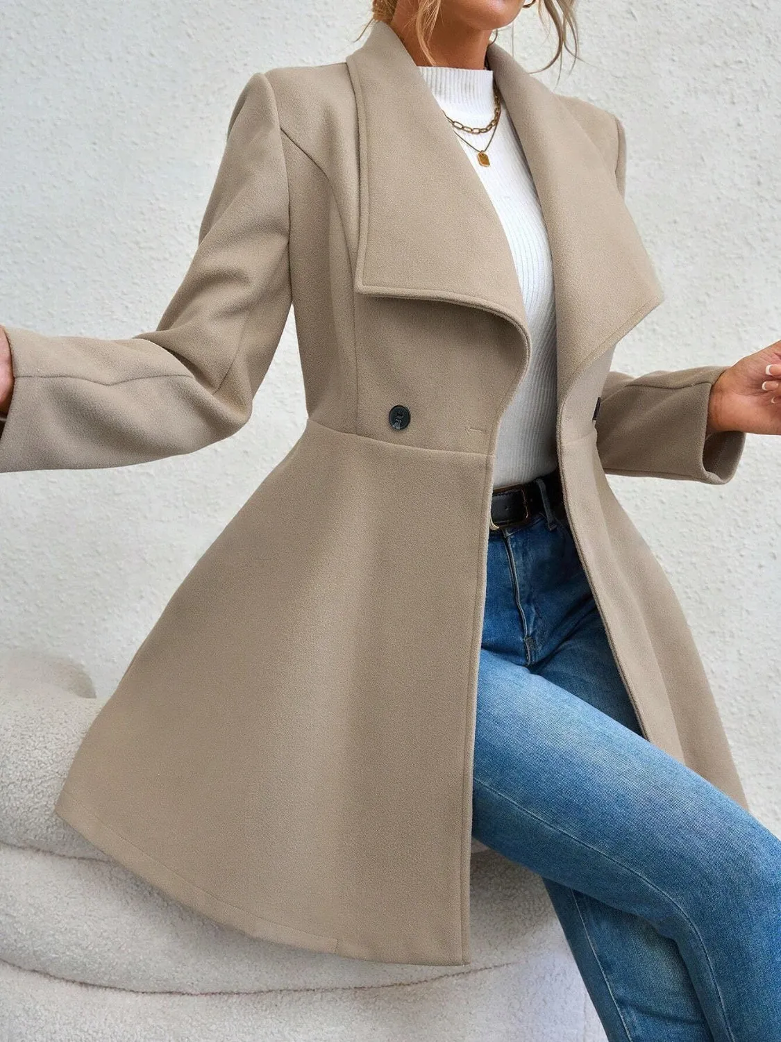 Women's Button Up Long Sleeve Coat