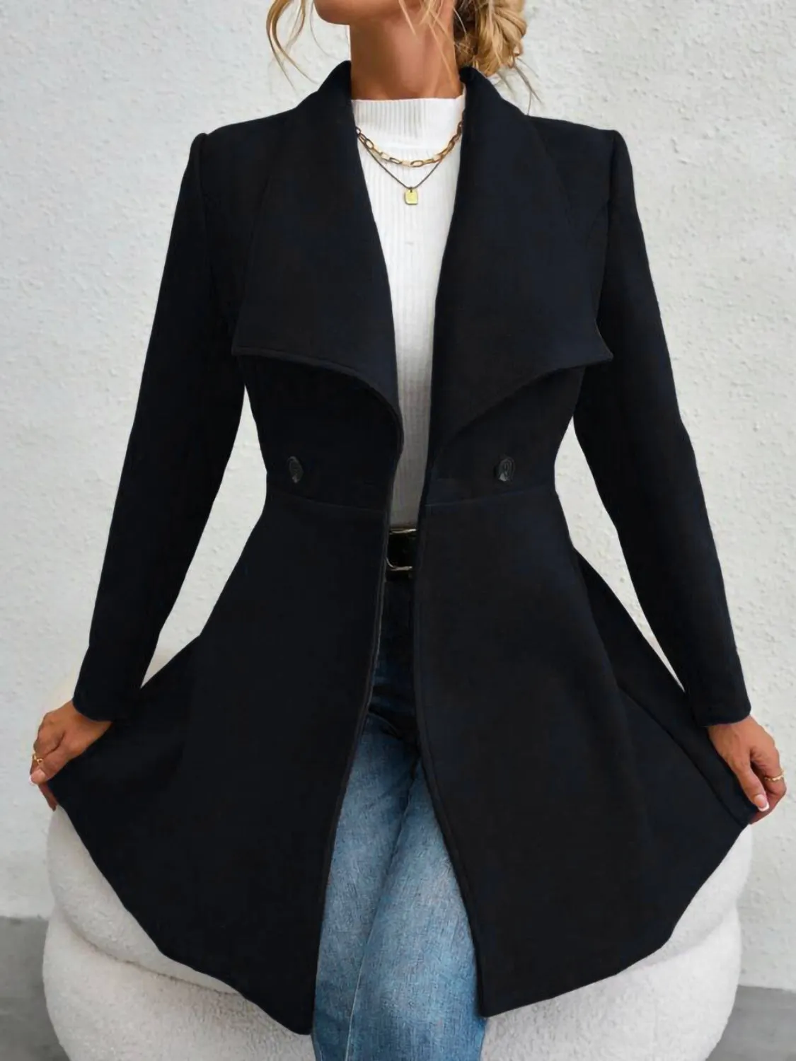 Women's Button Up Long Sleeve Coat