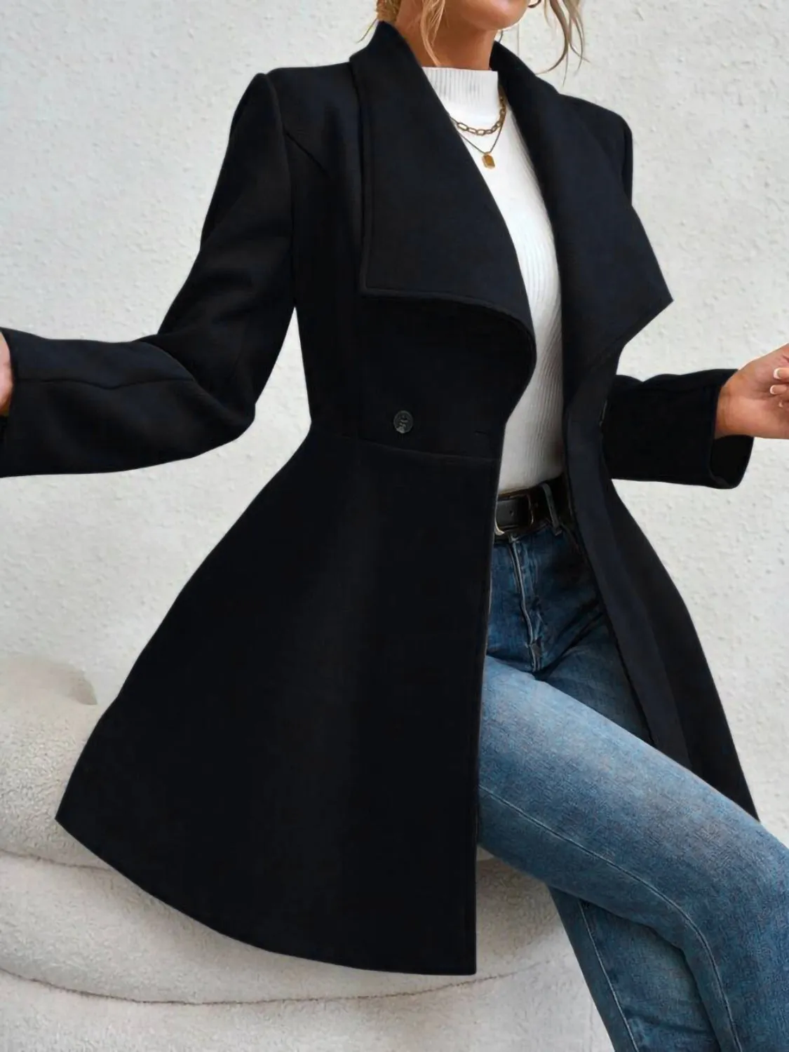 Women's Button Up Long Sleeve Coat