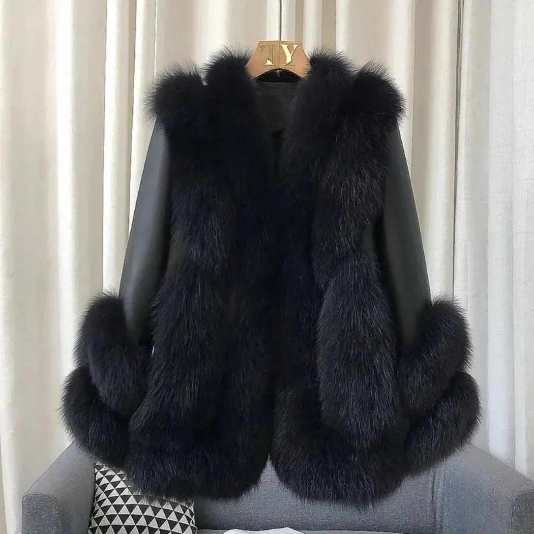 Women's Genuine Fox Fur Coat