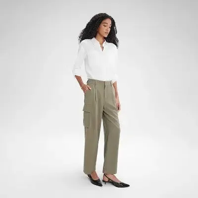 Women's High-Rise Straight Leg Cargo Pants - A New Day Green M