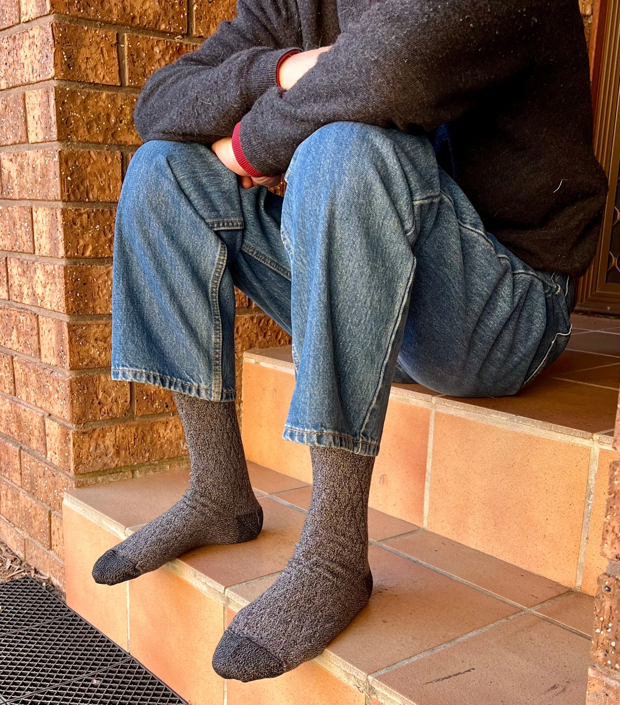 Wool and Bamboo Mix Crew Sock in Charcoal - Aussie Made