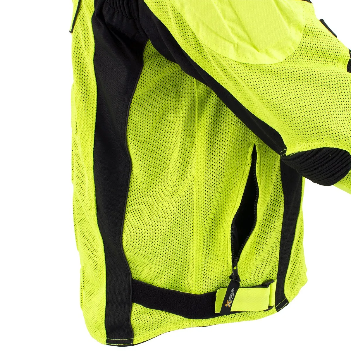 Xelement CF6019 Neon Green Textile Motorcycle Sport Jacket For Men with X Armor Protection - Premium Lightweight Breathable Night Safe High Visibility Biker Coat