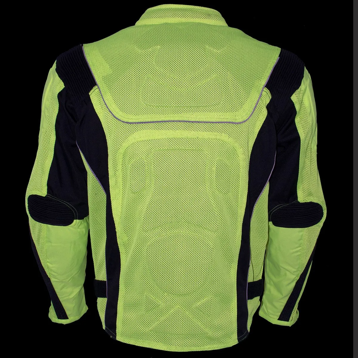 Xelement CF6019 Neon Green Textile Motorcycle Sport Jacket For Men with X Armor Protection - Premium Lightweight Breathable Night Safe High Visibility Biker Coat