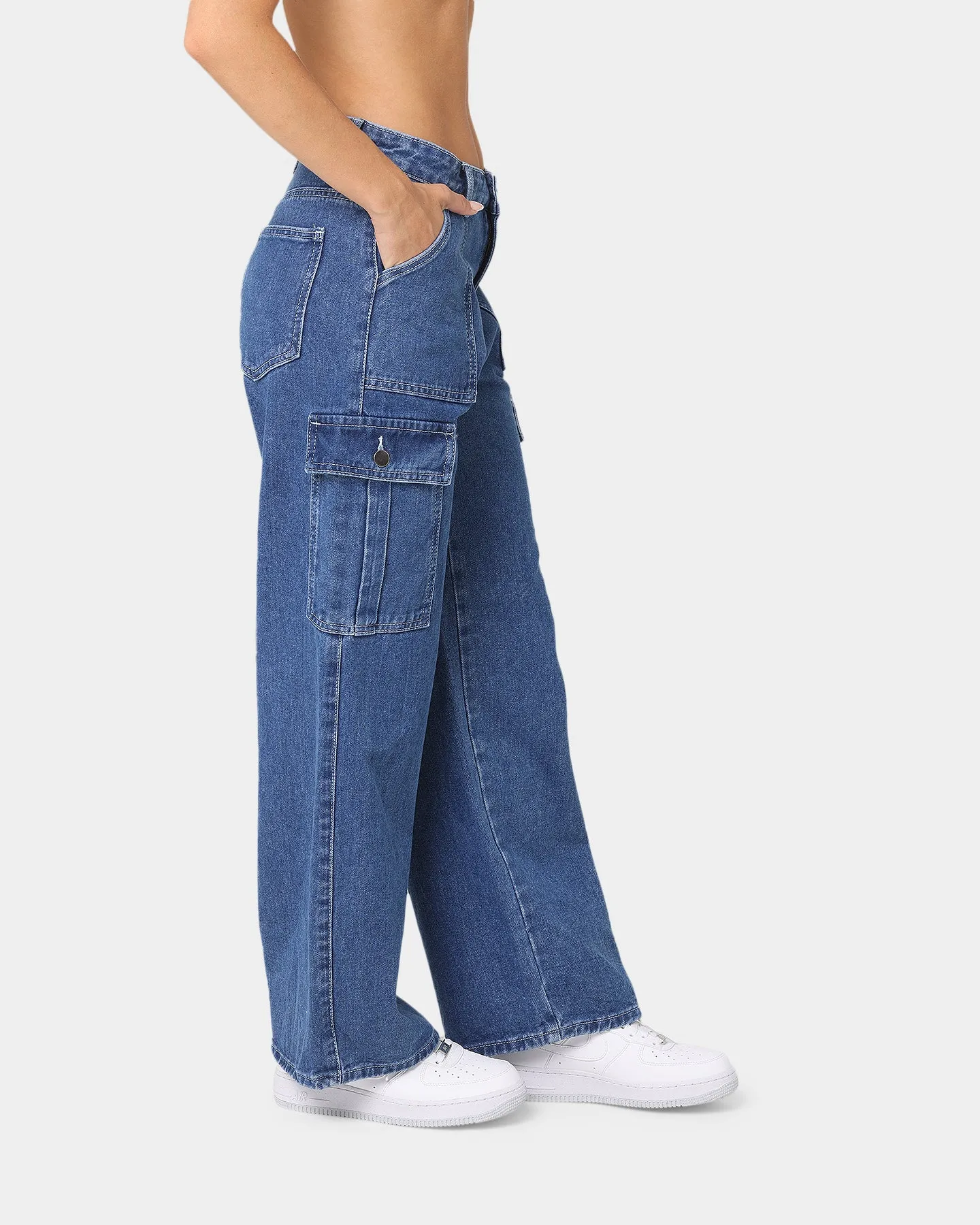 XXIII Women's Poppy Wide Leg Cargo Pants Blue