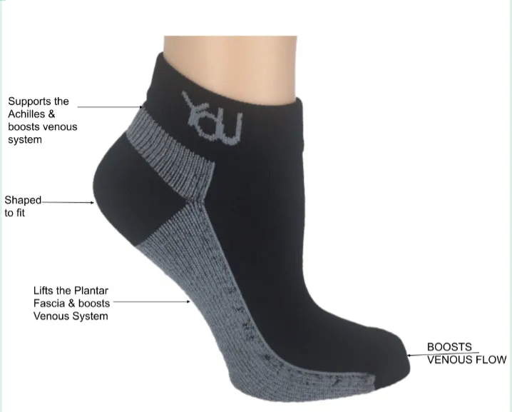 YoU Compression® Grey Marl Ankle Socks 20-30 mmHg