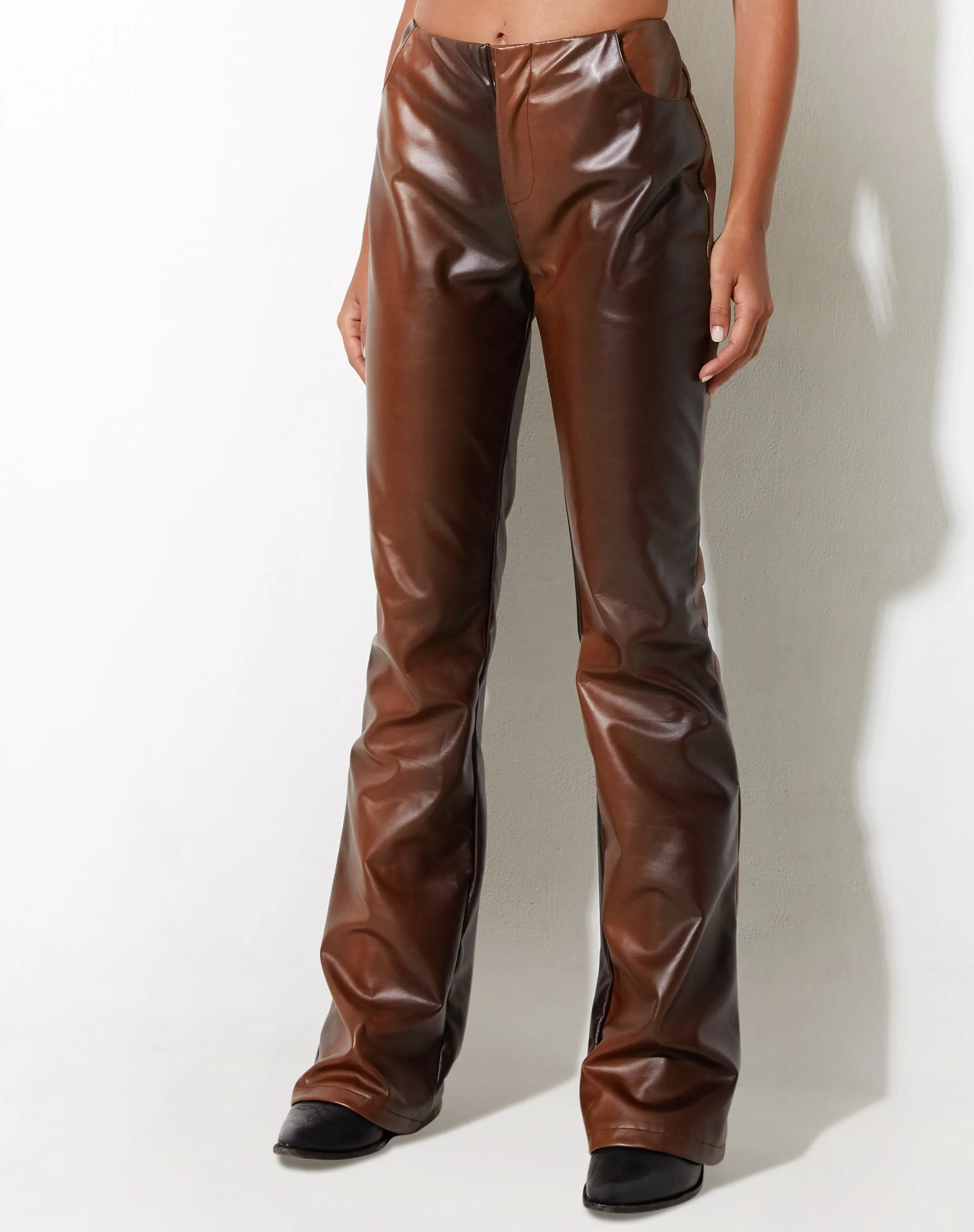 Zakiya Trouser in PU Ombre Brown