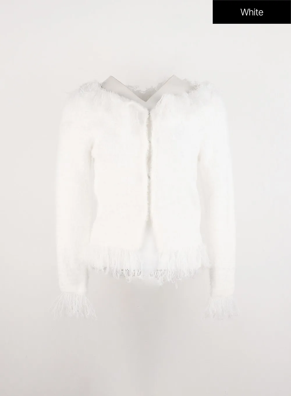 Zip-Up Fringe Cardigan ID305