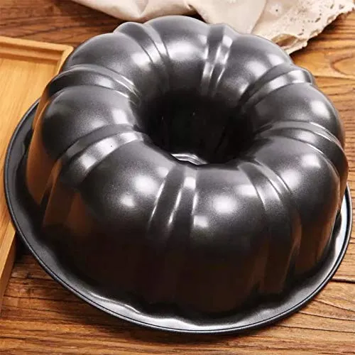 Zollyss Nonstick Bakeware Pumpkin Shape Cake Mold Jelly Pan Round Deep Bundt Baking Mold, 1 Piece - Black