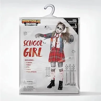 Zombie Schoolgirl Costume, Girl Bloody Zombie Costume for Kids